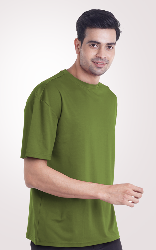COOLDOWN-Plain Green Over Size T-Shirt