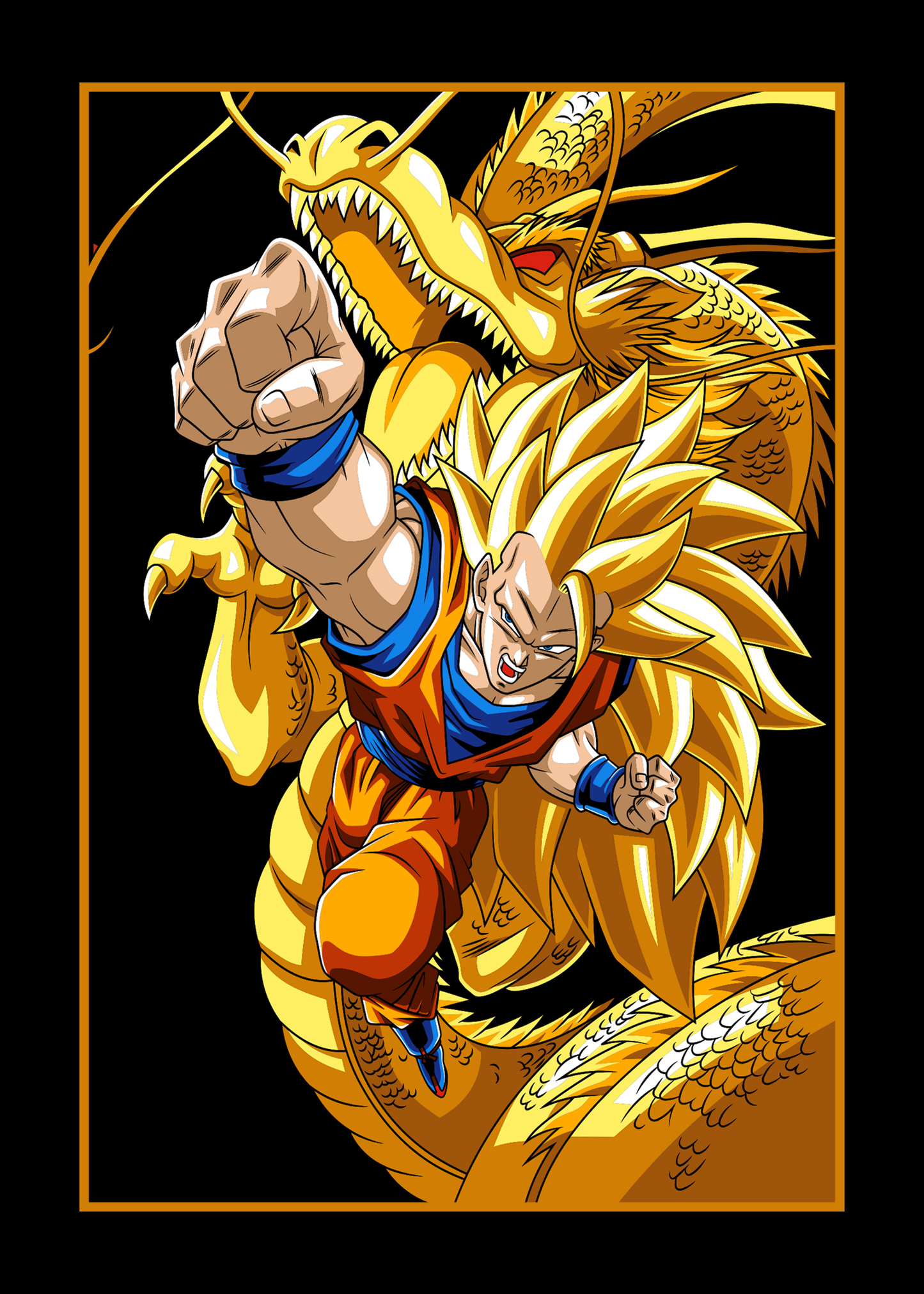 Goku Dragon Dorado Anime Over Size Printed T-Shirt