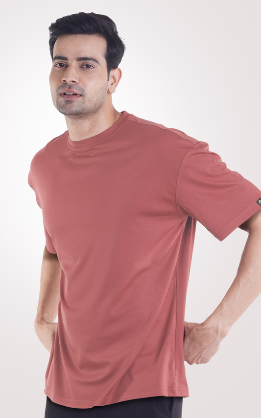 COOLDOWN-Peach Plain Over Size T-Shirt