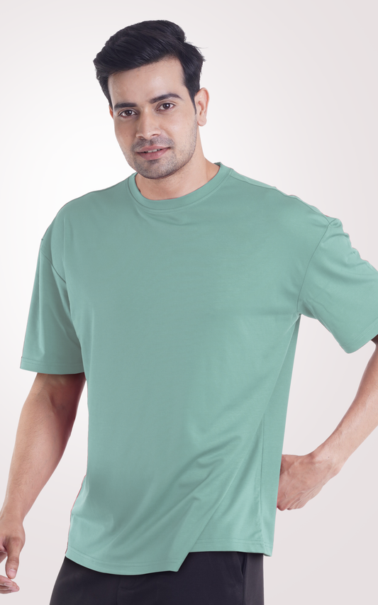 Cooldown Sea Green Plain Oversized T-Shirt