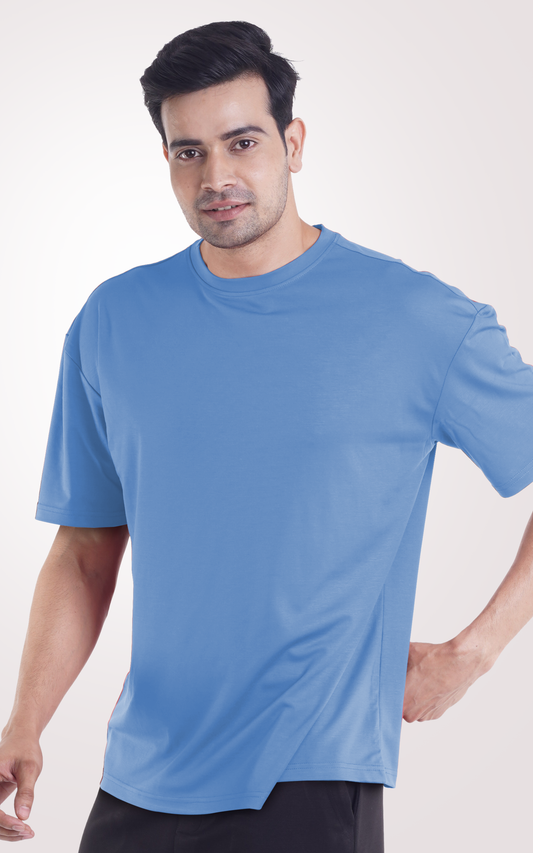 COOLDOWN-Sky Blue plain Over Size  T-Shirt