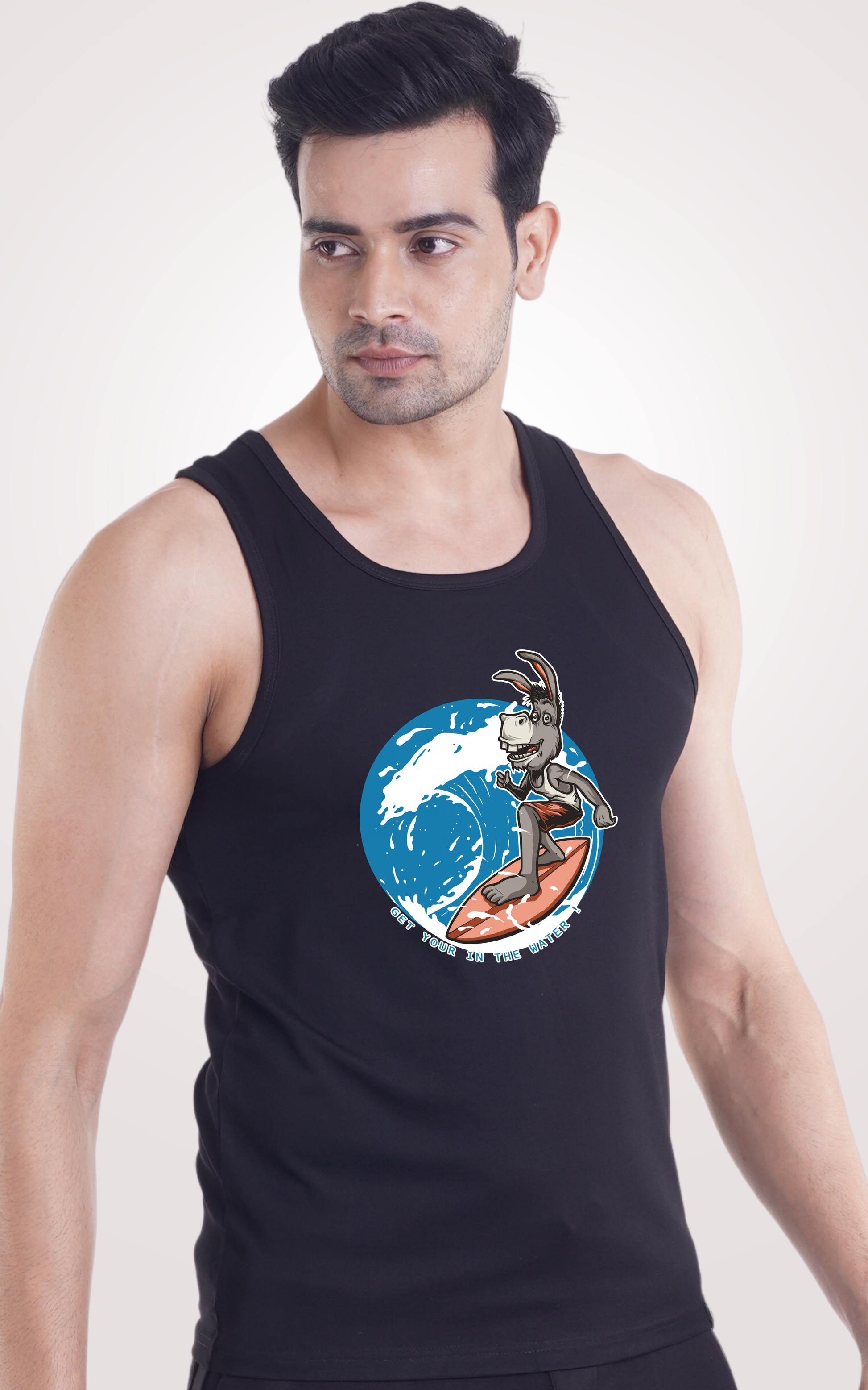 Surfing Black Mens Sando Cooldown