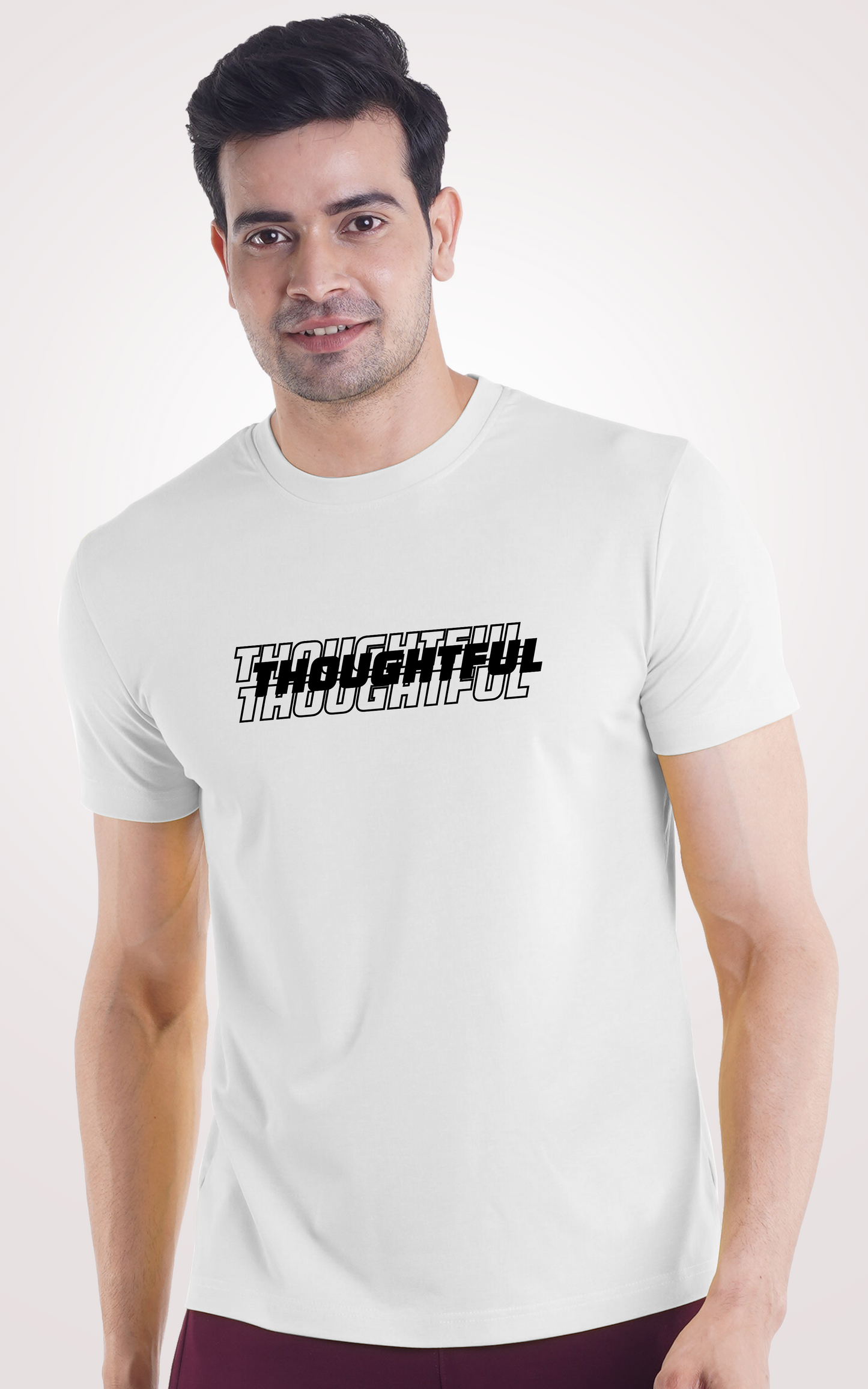 Thoughtful Half Sleeves Black T-Shirt