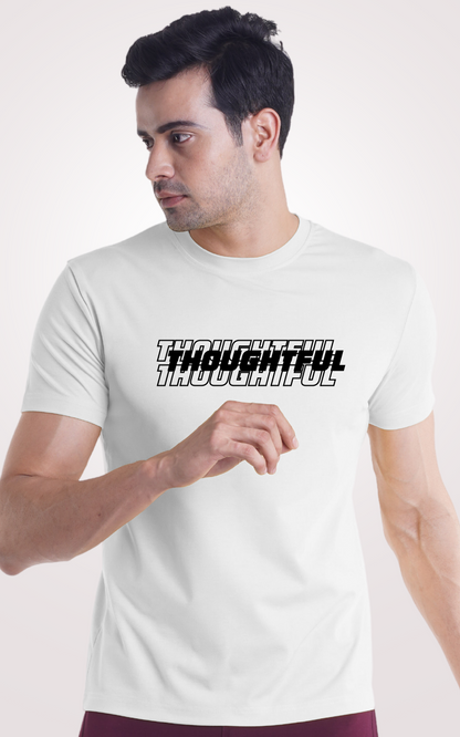 Thoughtful Half Sleeves Black T-Shirt