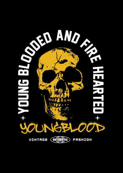 Young Blooded and Fire Hearted Half Sleeves Black T-Shirt